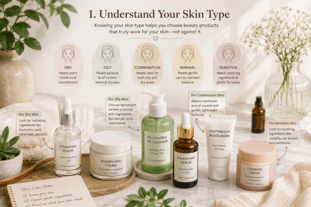 Choose beauty products for your needs based on your skin type