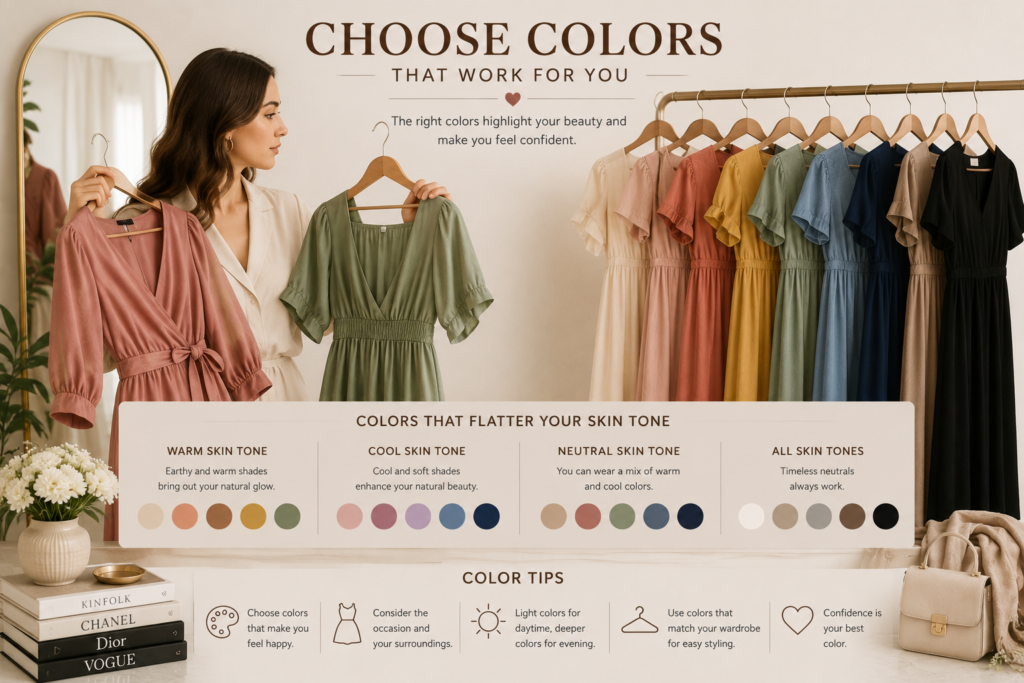 How to choose the right dress colors that complement your skin tone and personal style