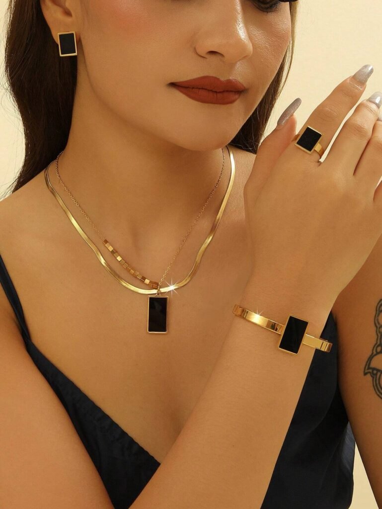 Five-piece stainless steel jewelry set for women